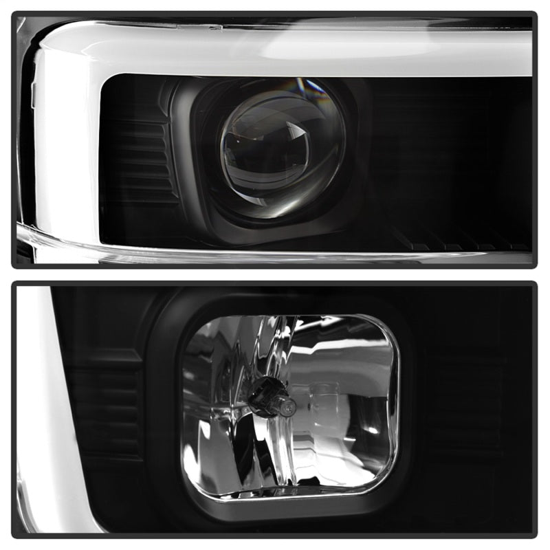 Spyder 08-10 Ford F-250 Projector Headlights V2 - Light Bar DRL LED - Black PRO-YD-FS08V2-LB-BK