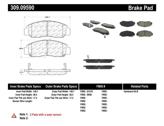 StopTech Performance 03-07 Honda Accord V6 A/T Front Brake Pads
