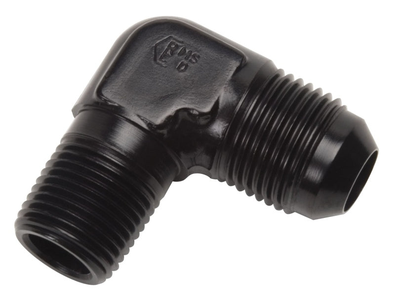 Russell Performance -8 AN to 1/2in NPT 90 Degree Flare to Pipe Adapter (Black)