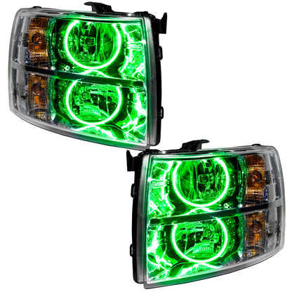 Oracle Lighting 07-13 Chevrolet Silverado Pre-Assembled LED Halo Headlights - Green SEE WARRANTY