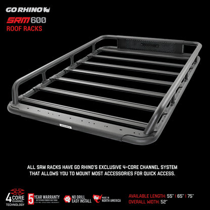 Go Rhino SRM 600 Basket Style Roof Rack 55in. - Tex. Blk