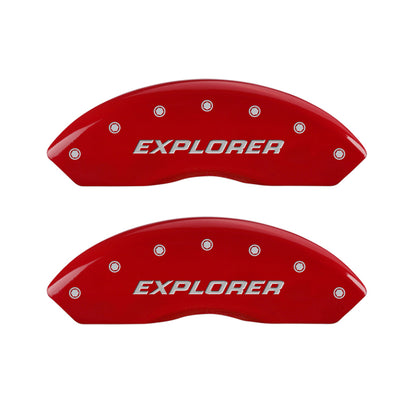 MGP 4 Caliper Covers Engraved Front & Rear Explorer/2011 Red Finish Silver Char 2009 Ford Explorer