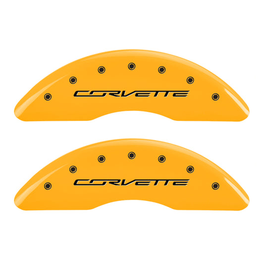 MGP 4 Caliper Covers Engraved Front & Rear C7/Corvette Yellow finish black ch