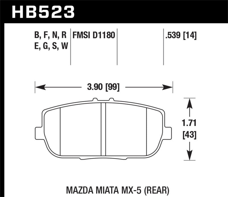 Hawk 06-10 Mazda Miata Mx-5 Base Blue 9012 Race Rear Brake Pads