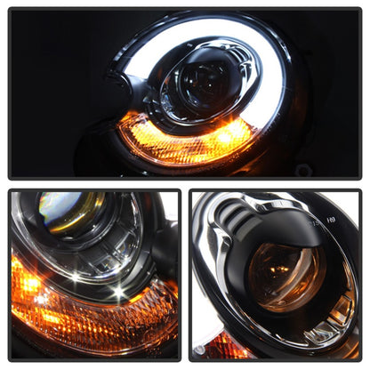 Spyder Mini Cooper 2010-2012 Projector Headlights Xenon/HID Model- DRL Blk PRO-YD-MC07-HID-DRL-BK