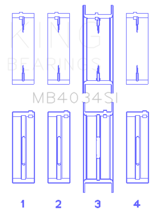 King Ford 232 (Size 0.25) Main Bearing Set