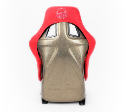 NRG FRP Bucket Seat ULTRA Edition - Large (Red Alcantara/Gold Glitter Back)