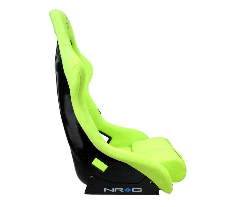 NRG FRP Bucket Seat PRISMA Edition - Large (Neon Green Alcantara/  Pearlized Back)