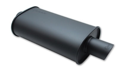 Vibrant - StreetPower FLAT BLACK Oval Muffler with Single 3.5in Outlet - 3.5in inlet I.D.