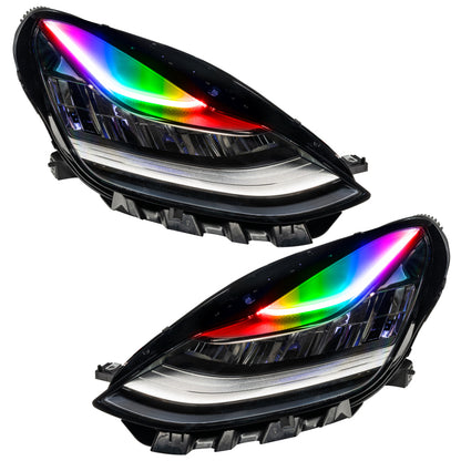 Oracle 17-21 Tesla Model 3 Headlight DRL Upgrade Kit - ColorSHIFT w/ BC1 Controller SEE WARRANTY