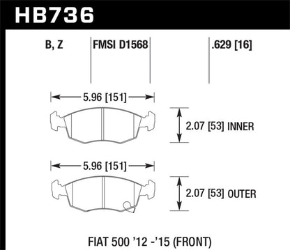 Hawk 12-15 Fiat 500 HPS 5.0 Front Brake Pads