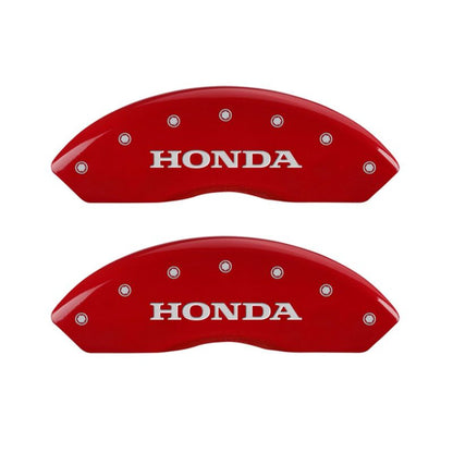 MGP 4 Caliper Covers Engraved Front & Rear Honda Red finish silver ch