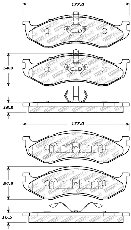 StopTech Sport Brake Pads w/Shims and Hardware - Rear