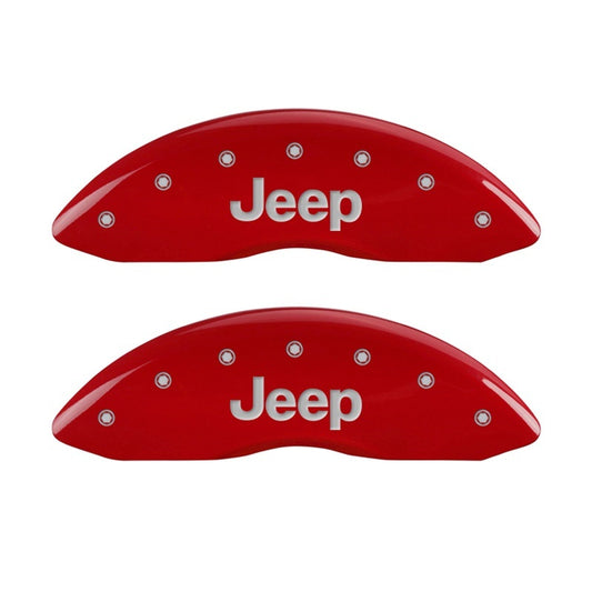 MGP Front set 2 Caliper Covers Engraved Front JEEP Red finish silver ch