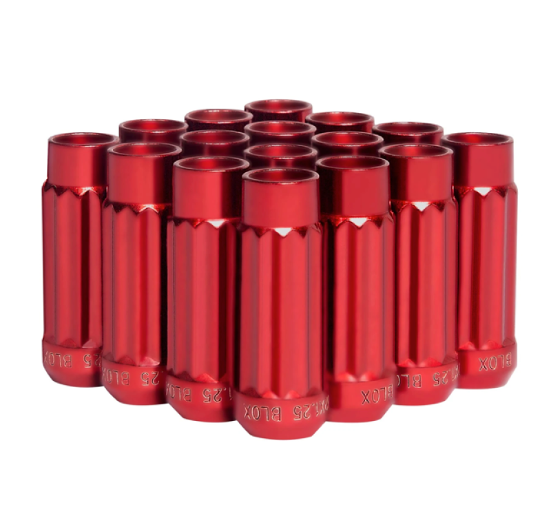 BLOX Racing 12-Sided P17 Tuner Lug Nuts 12x1.25 - Red Steel - Set of 16