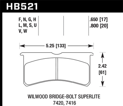 Hawk DTC-80 Wilwood BB SL 7416 17mm Race Brake Pads