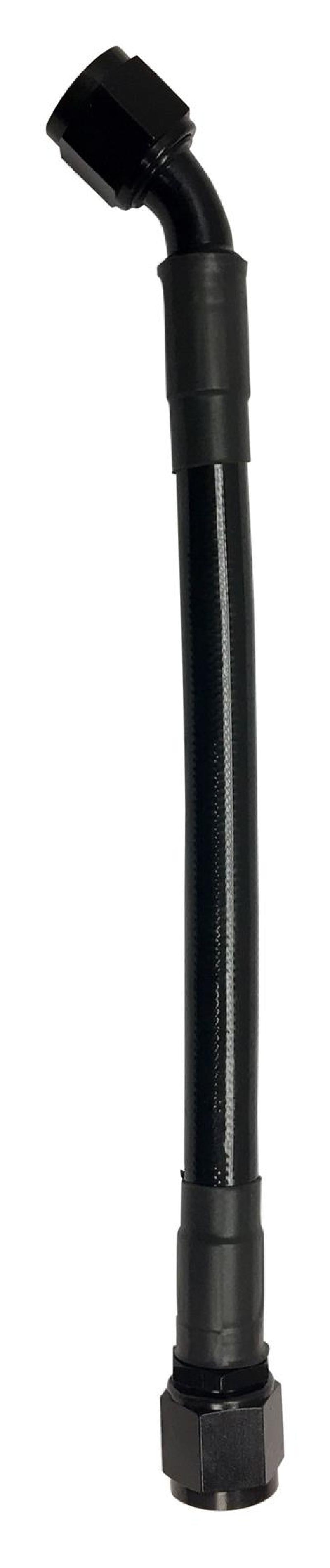 Fragola -6AN Ext Black PTFE Hose Assembly Straight x 90 Degree 10in