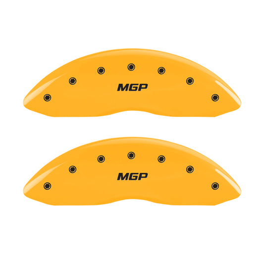 MGP 4 Caliper Covers Engraved Front & Rear MGP Yellow Finish Black Char 2004 GMC Savana 1500