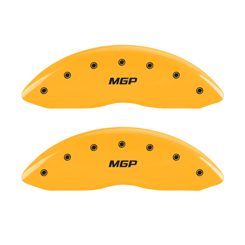 MGP 4 Caliper Covers Engraved Front & Rear MGP Yellow Finish Black Char 2009 GMC Savana 2500