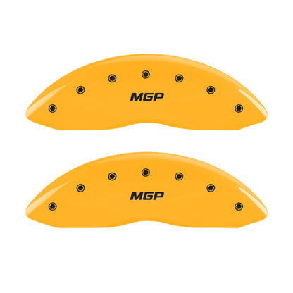 MGP 4 Caliper Covers Engraved Front & Rear MGP Yellow Finish Black Char 2010 Honda Ridgeline