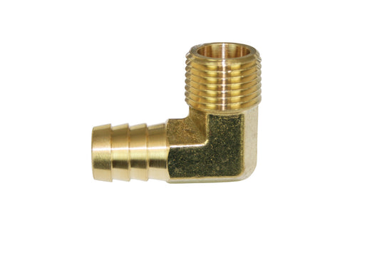 Moroso 90 Degree Fitting - 1/2in NPT to 5/8in Barbed - Brass - Single