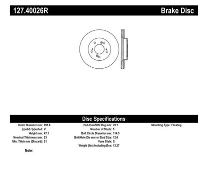 StopTech 97-01 Acura Integra Type R / 97-01 Honda CR-V Slotted & Drilled Right Front Rotor