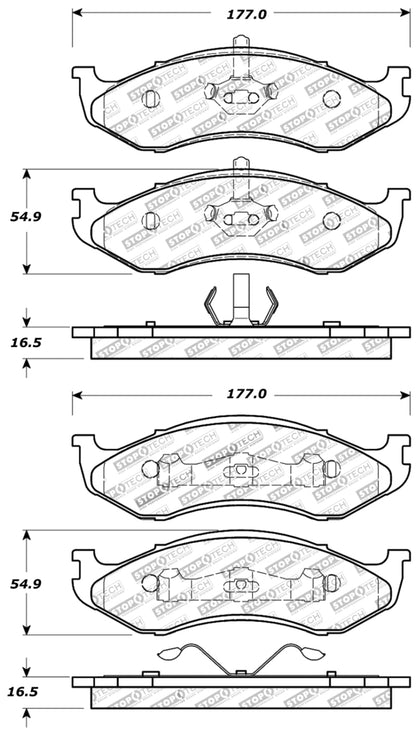 StopTech Sport Brake Pads w/Shims and Hardware - Rear