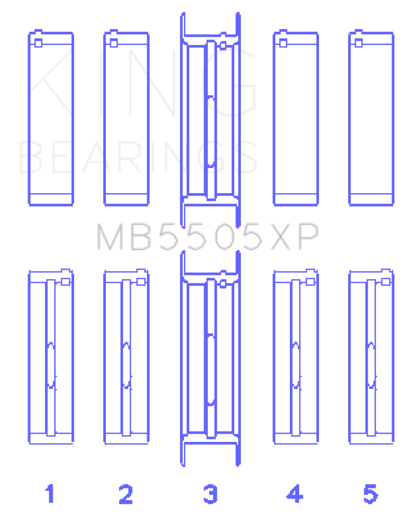 King Ford V8 351ci 5.8L / 400ci 6.6L 16V (Size .001) Main Bearing Set