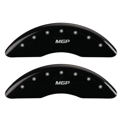 MGP 4 Caliper Covers Engraved Front & Rear MGP Black Finish Silver Char 2016 Cadillac CT6