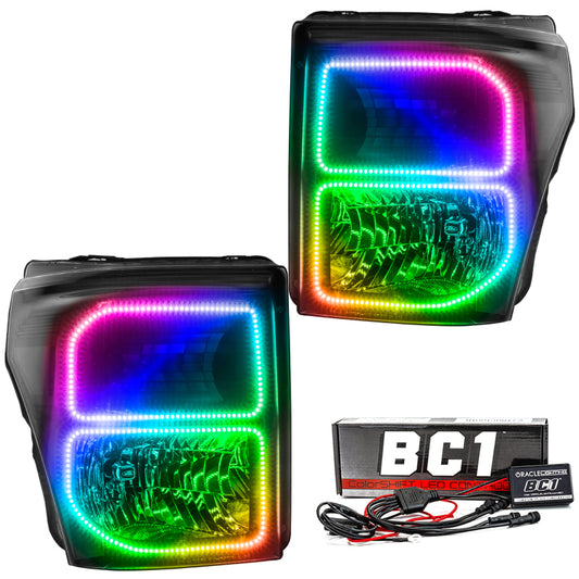 Oracle 11-16 Ford F250/350 LED HL - Black - ColorSHIFT w/ BC1 Controller