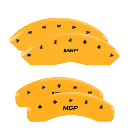 MGP 4 Caliper Covers Engraved front & Rear 2015/Sport Yellow finish black ch