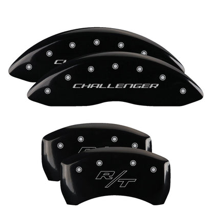 MGP 4 Caliper Covers Engraved Front & Rear Block/Challenger Yellow finish black ch