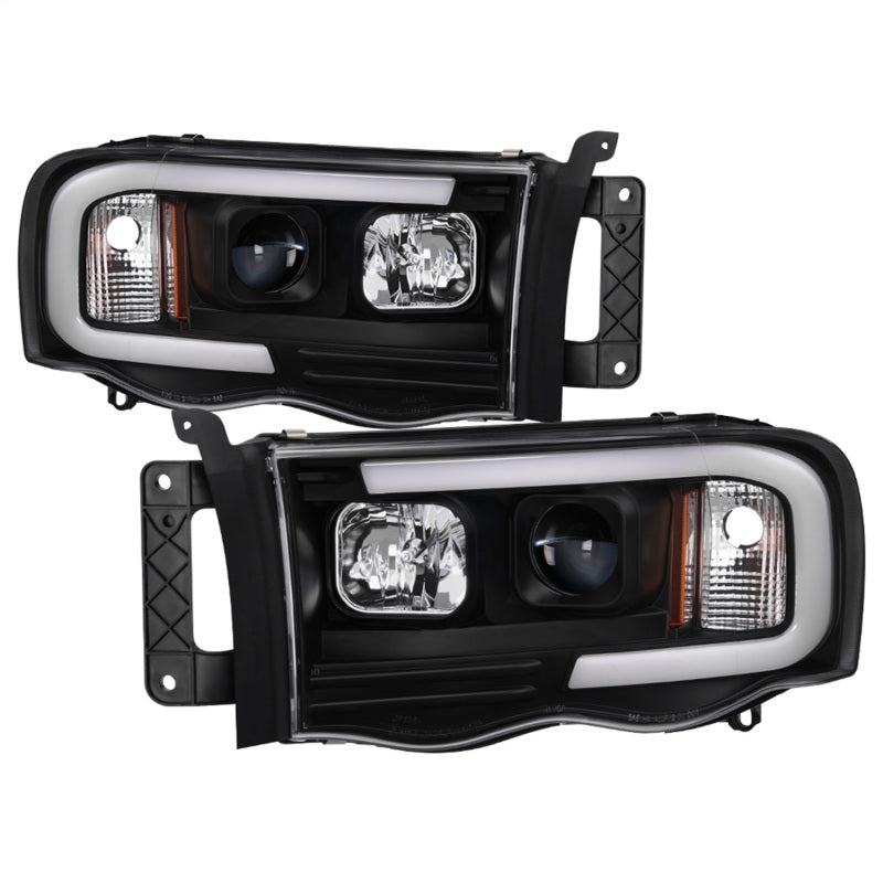 Spyder 02-05 Dodge Ram 1500 Light Bar Projector Headlights - Black (PRO-YD-DR02V2-LB-BK)