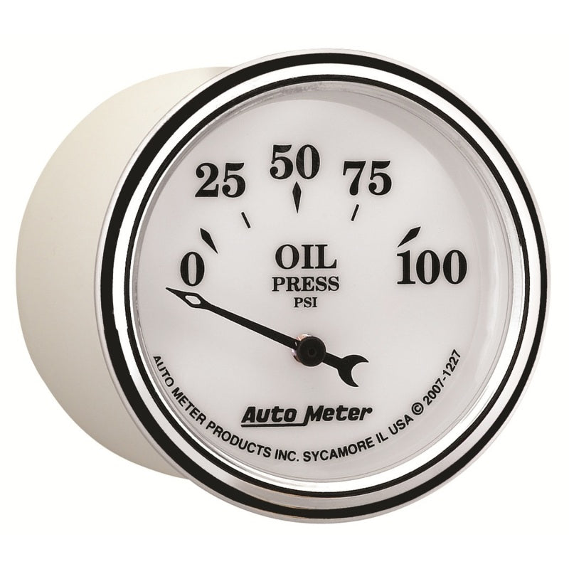 AutoMeter Gauge Oil Press 2-1/16in. 100PSI Elec Old Tyme White II