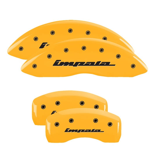 MGP 4 Caliper Covers Engraved Front & Rear Impala Yellow finish black ch