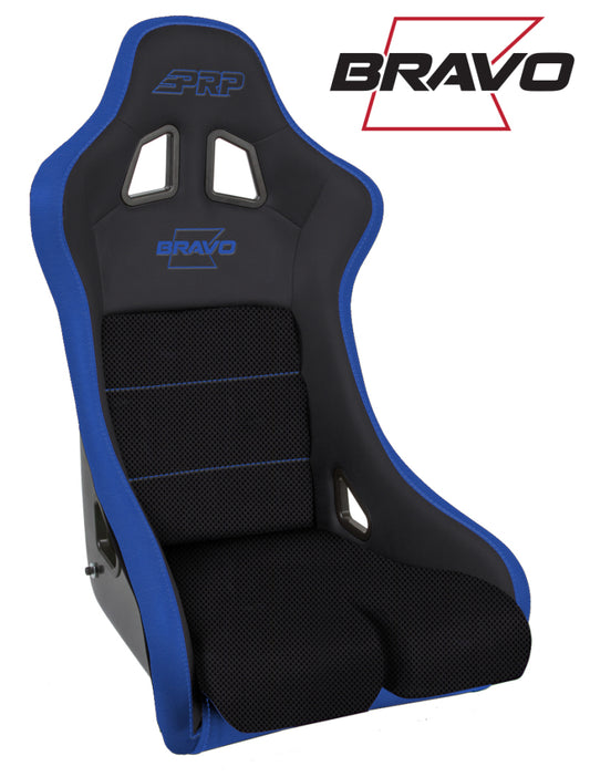 PRP Bravo Composite Seat- Black/Blue (PRP Blue Outline/Bravo Blue- Blue Stitching)