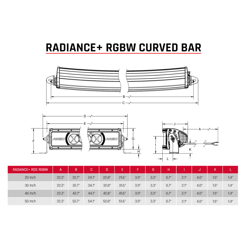 Rigid Industries Radiance+ Curved 50in. RGBW Light Bar