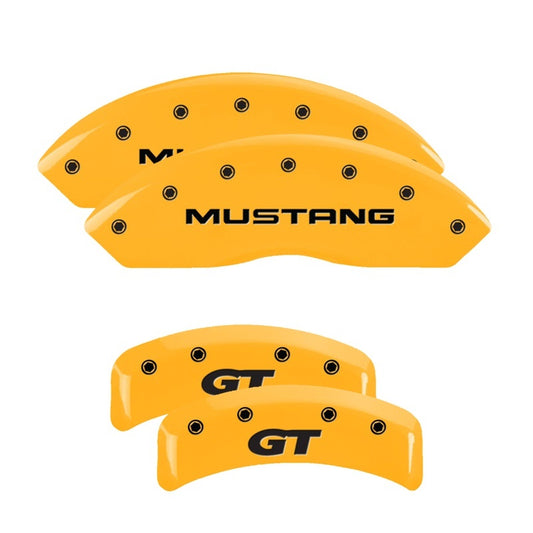 MGP 4 Caliper Covers Engraved Front Mustang Rear Sn95/Gt Yellow Finish Black Char 2001 Ford Mustang