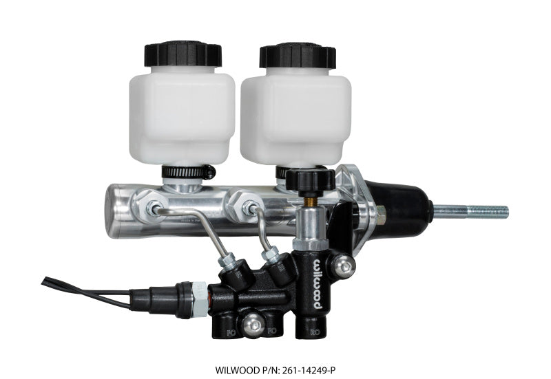 Wilwood Tandem Remote M/C Kit w L/H Bracket & Prop Valve - 7/8in Bore Ball Burnished-W/Pushrod