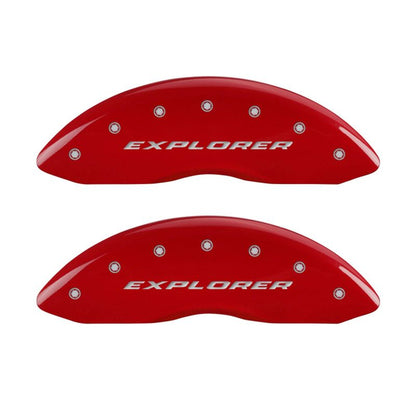 MGP 4 Caliper Covers Engraved Front & Rear Explorer Red finish silver ch