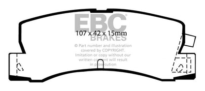 EBC 86-92 Toyota Corolla 1.6 Yellowstuff Rear Brake Pads