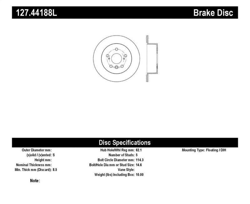 StopTech Sport Drilled & Slotted Rotor - Rear Left