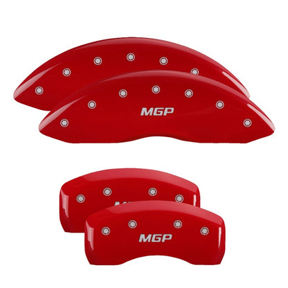 MGP 4 Caliper Covers Engraved Front & Rear MGP Red Finish Silver Char 2019 Lincoln Continental