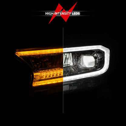 ANZO 19-23 Ford Ranger Full LED Projector Headlights w/ Initiation & Sequential - Chrome