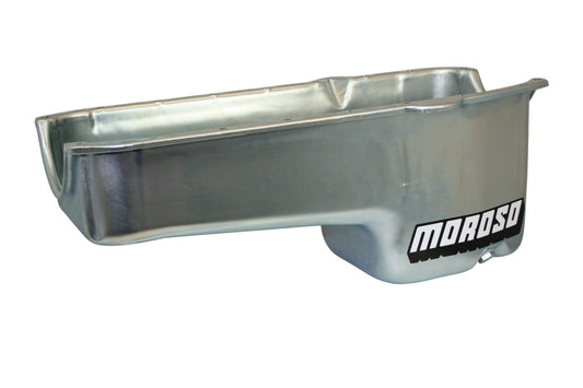 Moroso 80-85 Chevrolet SBC (w/Passenger Side Dipstick) Wet Sump 6qt 8.25in Steel Oil Pan - Blk