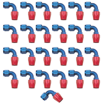 Russell Performance -6 AN Red/Blue 90 Degree Full Flow Hose End (25 pcs.)