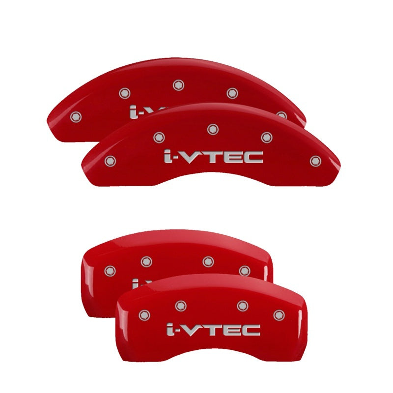 MGP 4 Caliper Covers Engraved Front & Rear i-Vtec Red finish silver ch