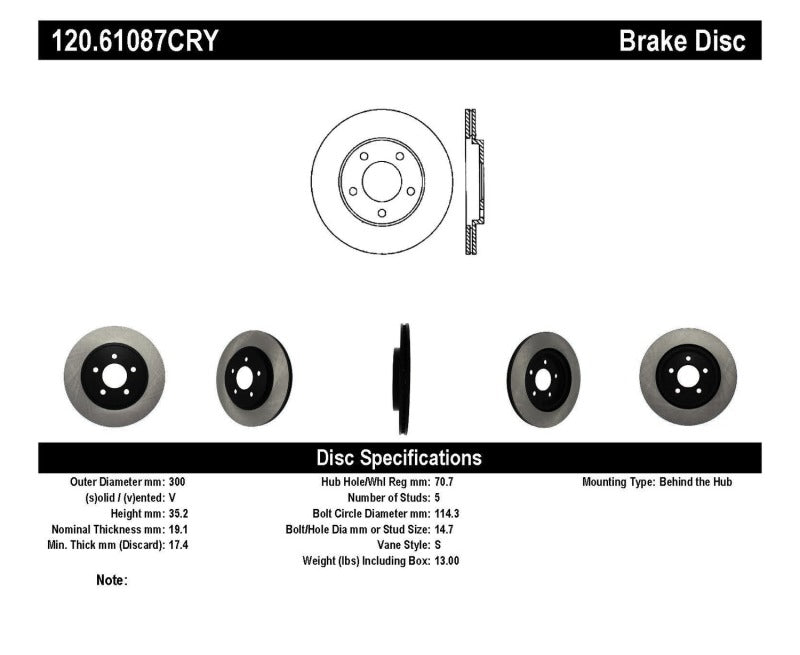 StopTech 05-14 Ford Mustang Cryo-Stop Rear PremiumRotor