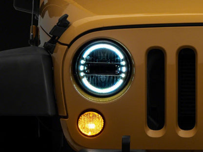 Raxiom 97-18 Jeep Wrangler TJ & JK Axial 7-In LED Headlights w/ DRL- Chrome Housing (Clear Lens)