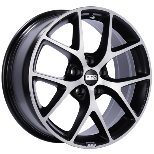 BBS SR 17x7.5 5x100 ET48 Satin Black Diamond Cut Face Wheel -70mm PFS/Clip Required